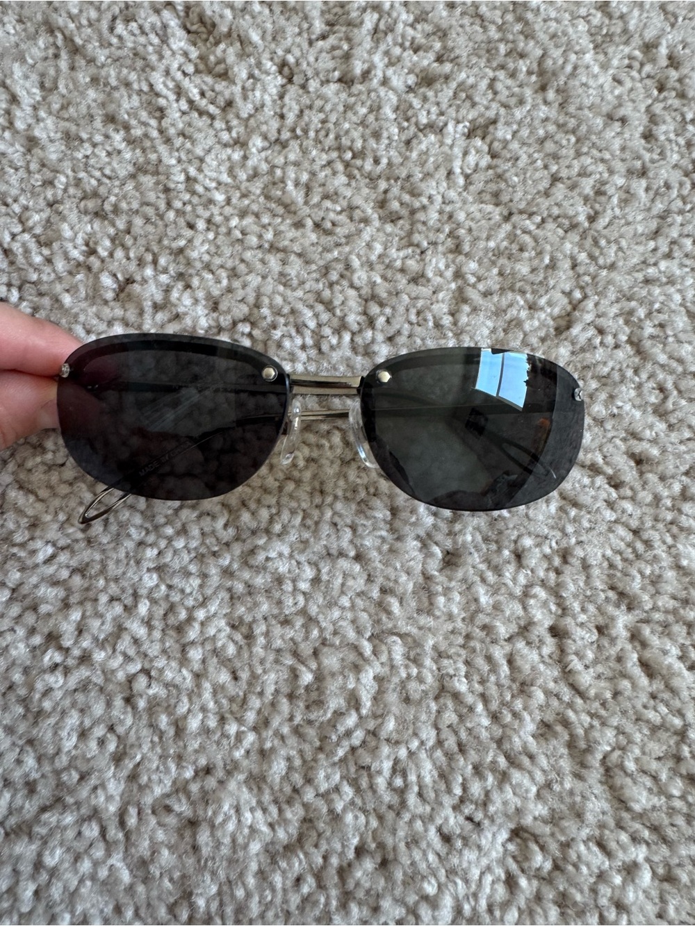 Nine West Rimless Oval Sunglasses in Black and Silver